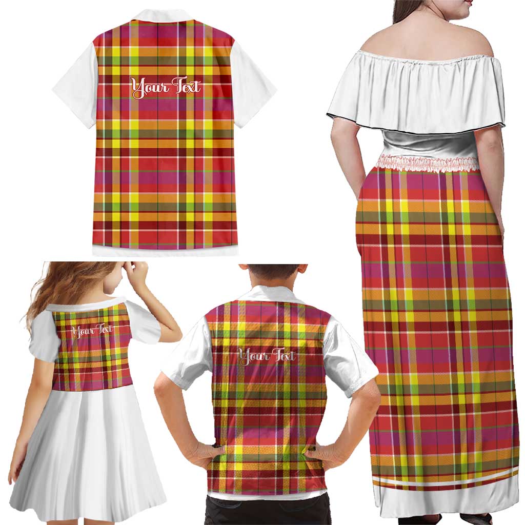 Personalized Dominica Creole Day Family Matching Off Shoulder Maxi Dress and Hawaiian Shirt Jounen Kweyol Red Madras Proud - Wonder Print Shop