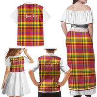Personalized Dominica Creole Day Family Matching Off Shoulder Maxi Dress and Hawaiian Shirt Jounen Kweyol Red Madras Proud - Wonder Print Shop