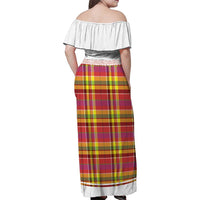 Personalized Dominica Creole Day Family Matching Off Shoulder Maxi Dress and Hawaiian Shirt Jounen Kweyol Red Madras Proud - Wonder Print Shop