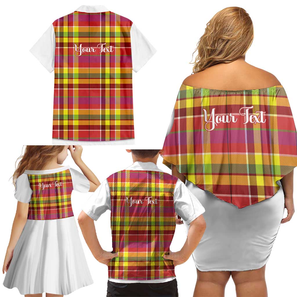 Personalized Dominica Creole Day Family Matching Off Shoulder Short Dress and Hawaiian Shirt Jounen Kweyol Red Madras Proud - Wonder Print Shop