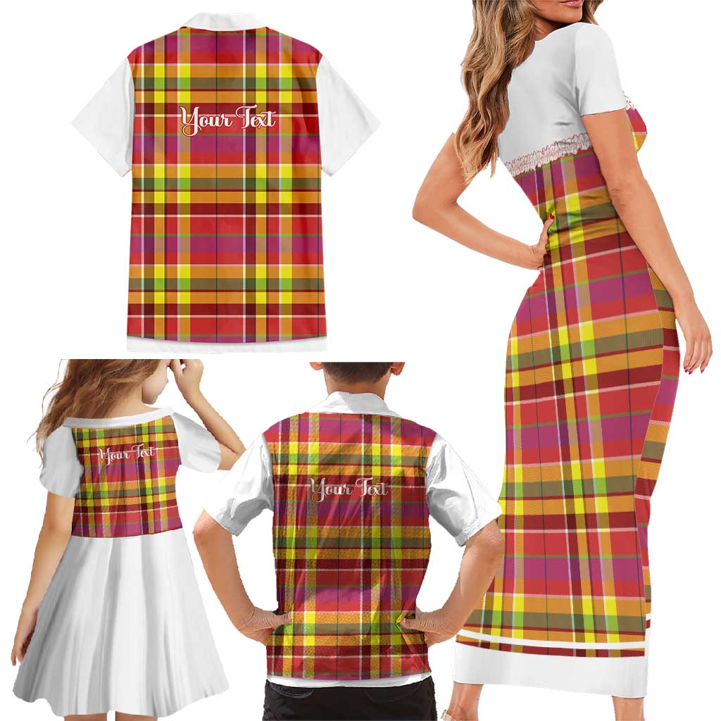 Personalized Dominica Creole Day Family Matching Short Sleeve Bodycon Dress and Hawaiian Shirt Jounen Kweyol Red Madras Proud - Wonder Print Shop
