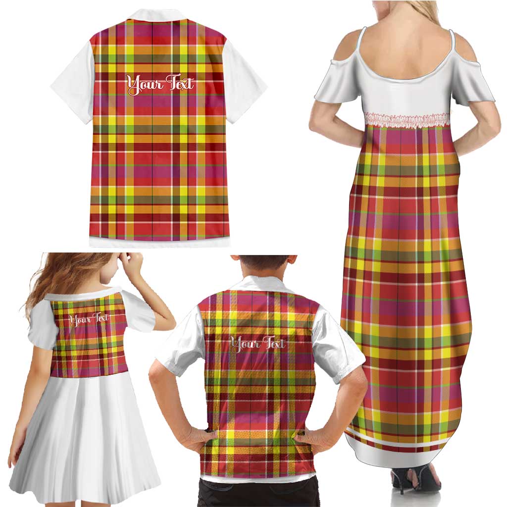 Personalized Dominica Creole Day Family Matching Summer Maxi Dress and Hawaiian Shirt Jounen Kweyol Red Madras Proud - Wonder Print Shop