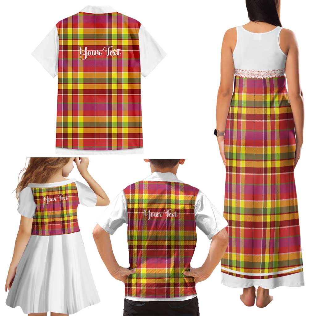 Personalized Dominica Creole Day Family Matching Tank Maxi Dress and Hawaiian Shirt Jounen Kweyol Red Madras Proud - Wonder Print Shop