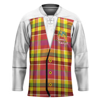 Personalized Dominica Creole Day Hockey Jersey Jounen Kweyol Red Madras Proud - Wonder Print Shop