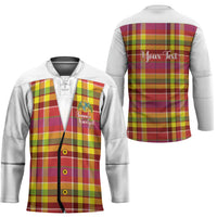 Personalized Dominica Creole Day Hockey Jersey Jounen Kweyol Red Madras Proud - Wonder Print Shop
