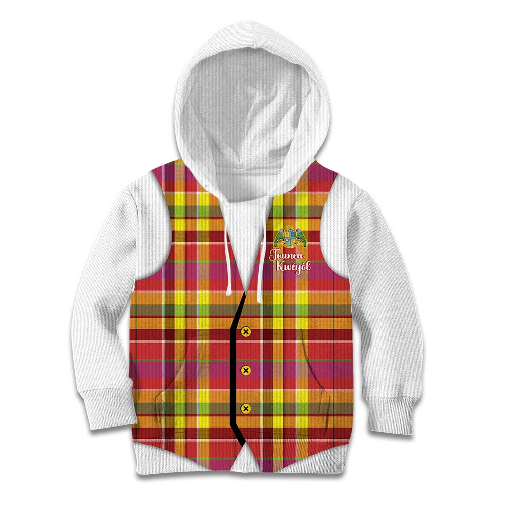 Personalized Dominica Creole Day Kid Hoodie Jounen Kweyol Red Madras Proud - Wonder Print Shop