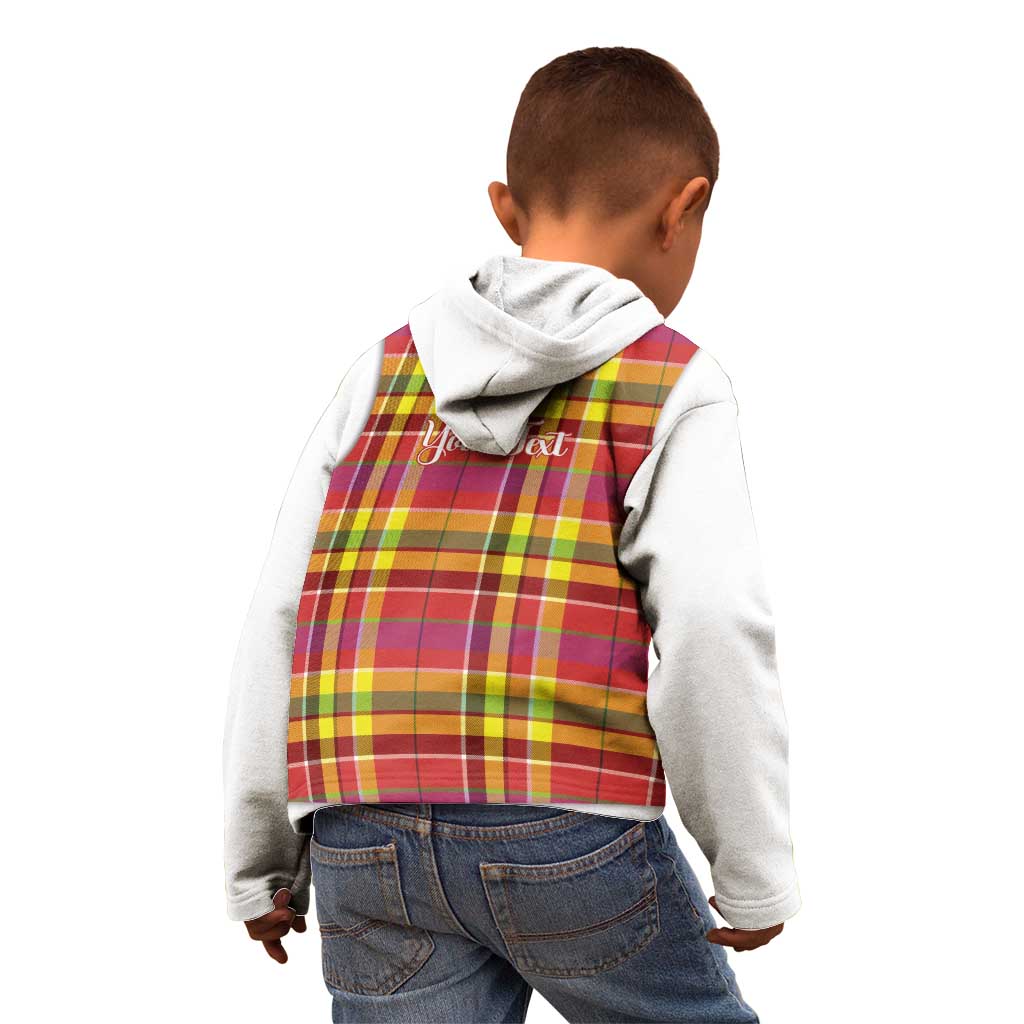 Personalized Dominica Creole Day Kid Hoodie Jounen Kweyol Red Madras Proud - Wonder Print Shop