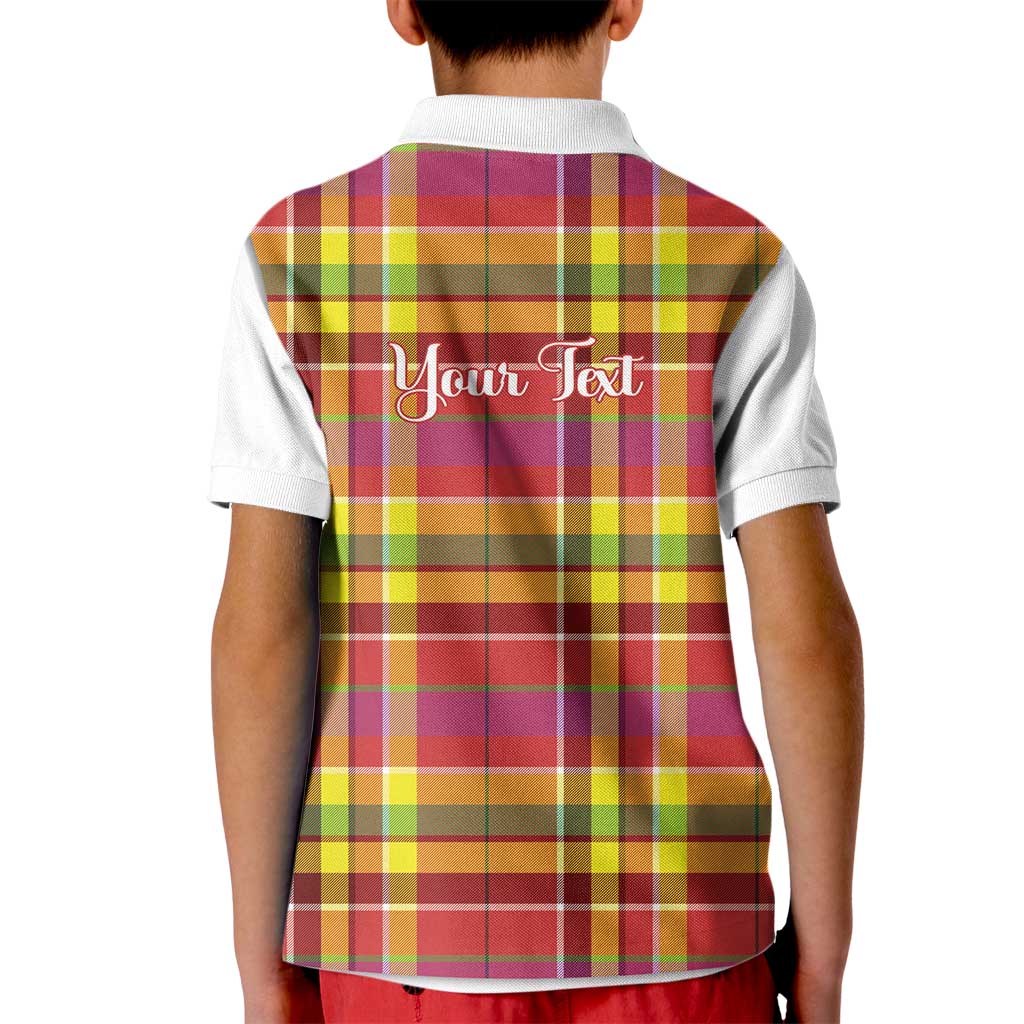 Personalized Dominica Creole Day Kid Polo Shirt Jounen Kweyol Red Madras Proud - Wonder Print Shop