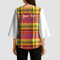 Personalized Dominica Creole Day Kimono Sleeve Blouse Jounen Kweyol Red Madras Proud - Wonder Print Shop