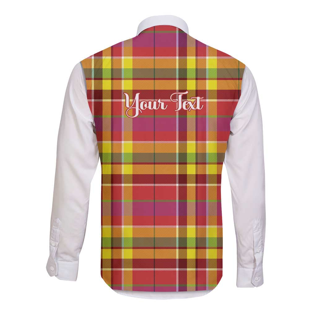 Personalized Dominica Creole Day Long Sleeve Button Shirt Jounen Kweyol Red Madras Proud - Wonder Print Shop