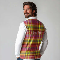 Personalized Dominica Creole Day Long Sleeve Polo Shirt Jounen Kweyol Red Madras Proud - Wonder Print Shop