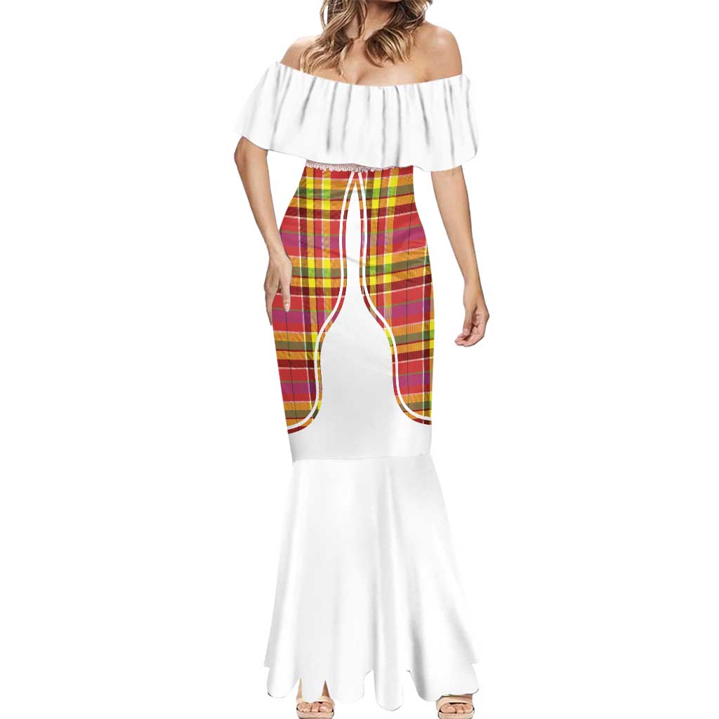 Personalized Dominica Creole Day Mermaid Dress Jounen Kweyol Red Madras Proud - Wonder Print Shop