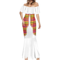Personalized Dominica Creole Day Mermaid Dress Jounen Kweyol Red Madras Proud - Wonder Print Shop