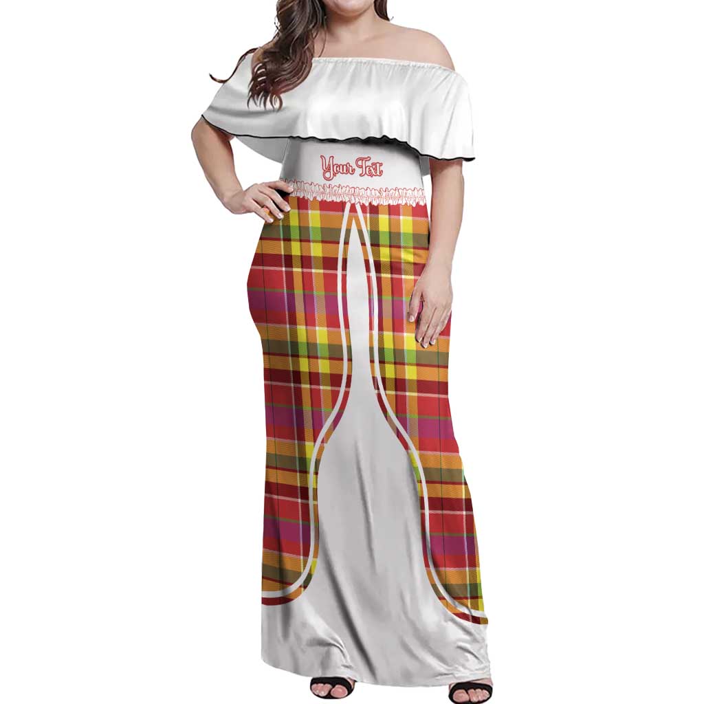 Personalized Dominica Creole Day Off Shoulder Maxi Dress Jounen Kweyol Red Madras Proud - Wonder Print Shop