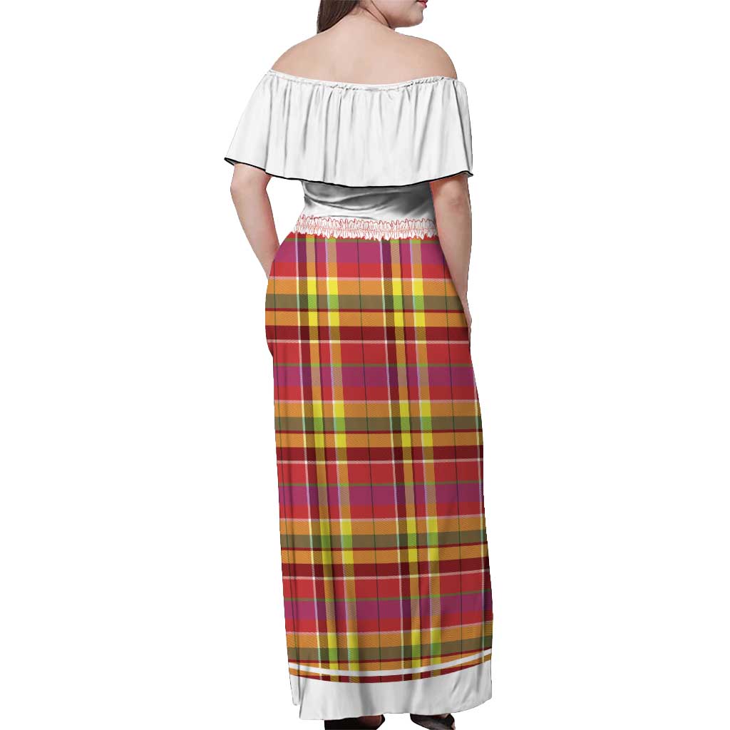 Personalized Dominica Creole Day Off Shoulder Maxi Dress Jounen Kweyol Red Madras Proud - Wonder Print Shop