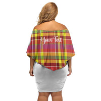 Personalized Dominica Creole Day Off Shoulder Short Dress Jounen Kweyol Red Madras Proud - Wonder Print Shop