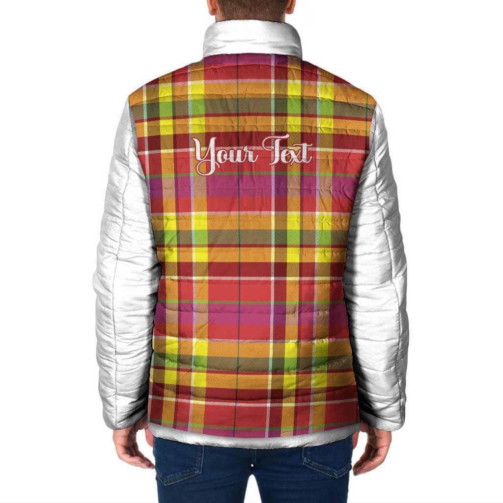 Personalized Dominica Creole Day Padded Jacket Jounen Kweyol Red Madras Proud - Wonder Print Shop