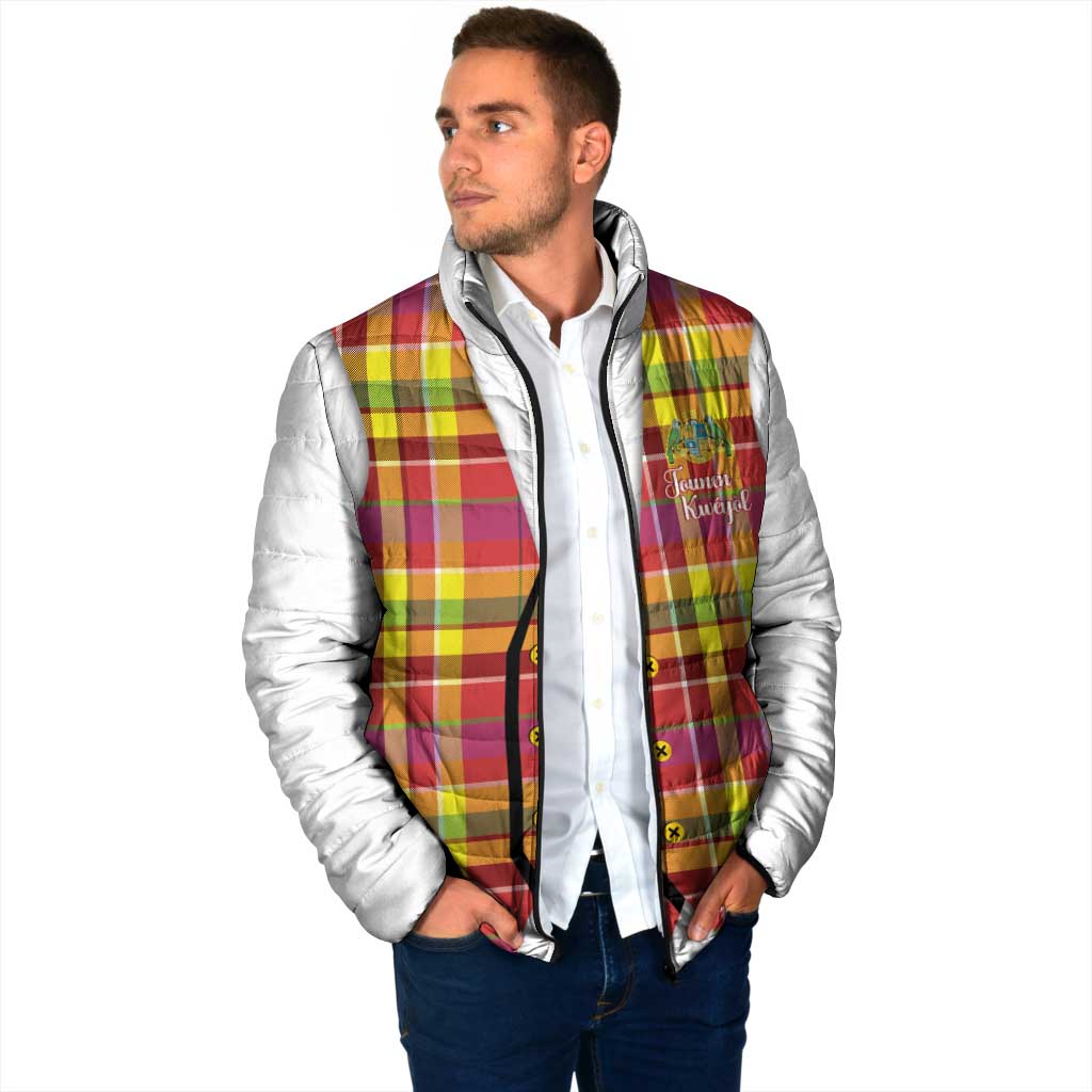 Personalized Dominica Creole Day Padded Jacket Jounen Kweyol Red Madras Proud - Wonder Print Shop
