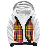 Personalized Dominica Creole Day Sherpa Hoodie Jounen Kweyol Red Madras Proud - Wonder Print Shop