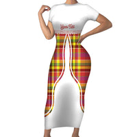 Personalized Dominica Creole Day Short Sleeve Bodycon Dress Jounen Kweyol Red Madras Proud - Wonder Print Shop