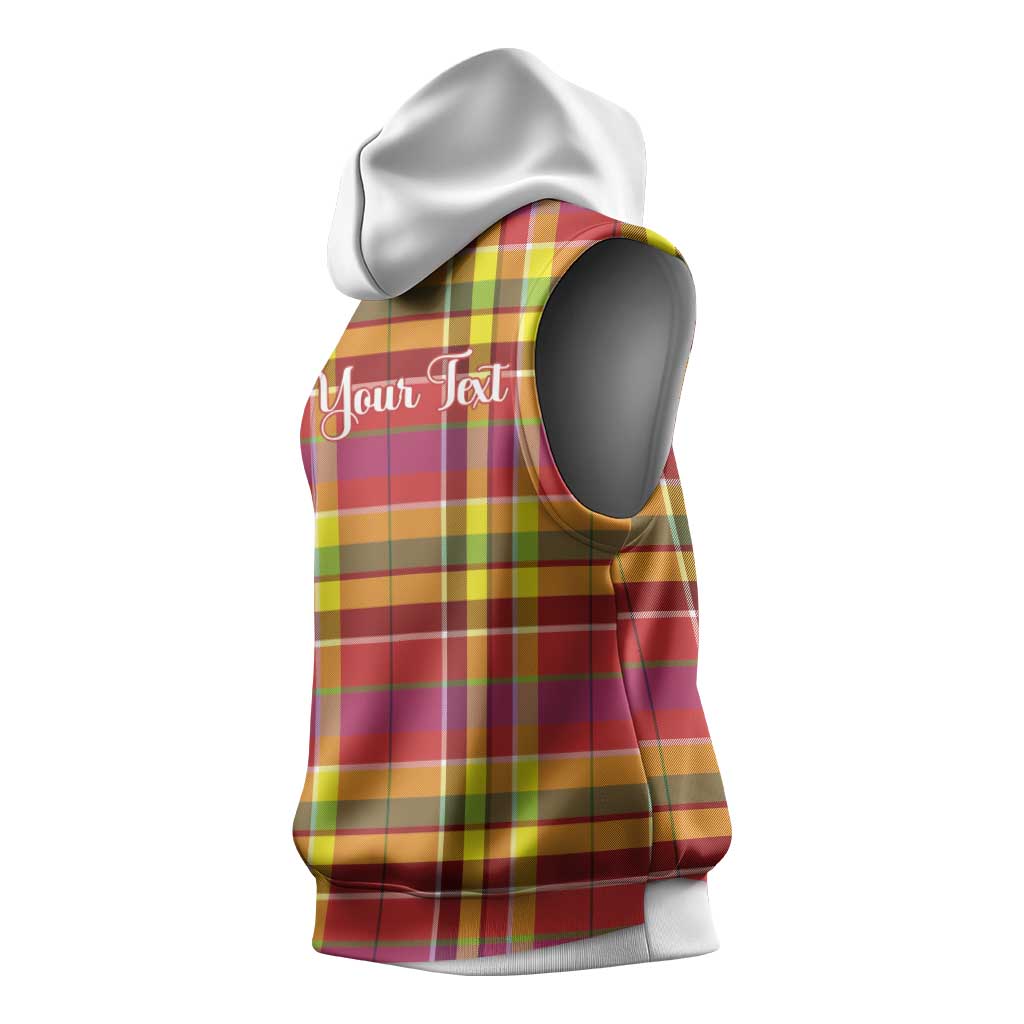 Personalized Dominica Creole Day Sleeveless Hoodie Jounen Kweyol Red Madras Proud - Wonder Print Shop