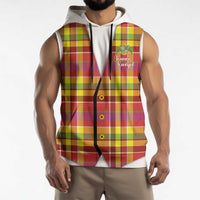 Personalized Dominica Creole Day Sleeveless Hoodie Jounen Kweyol Red Madras Proud - Wonder Print Shop