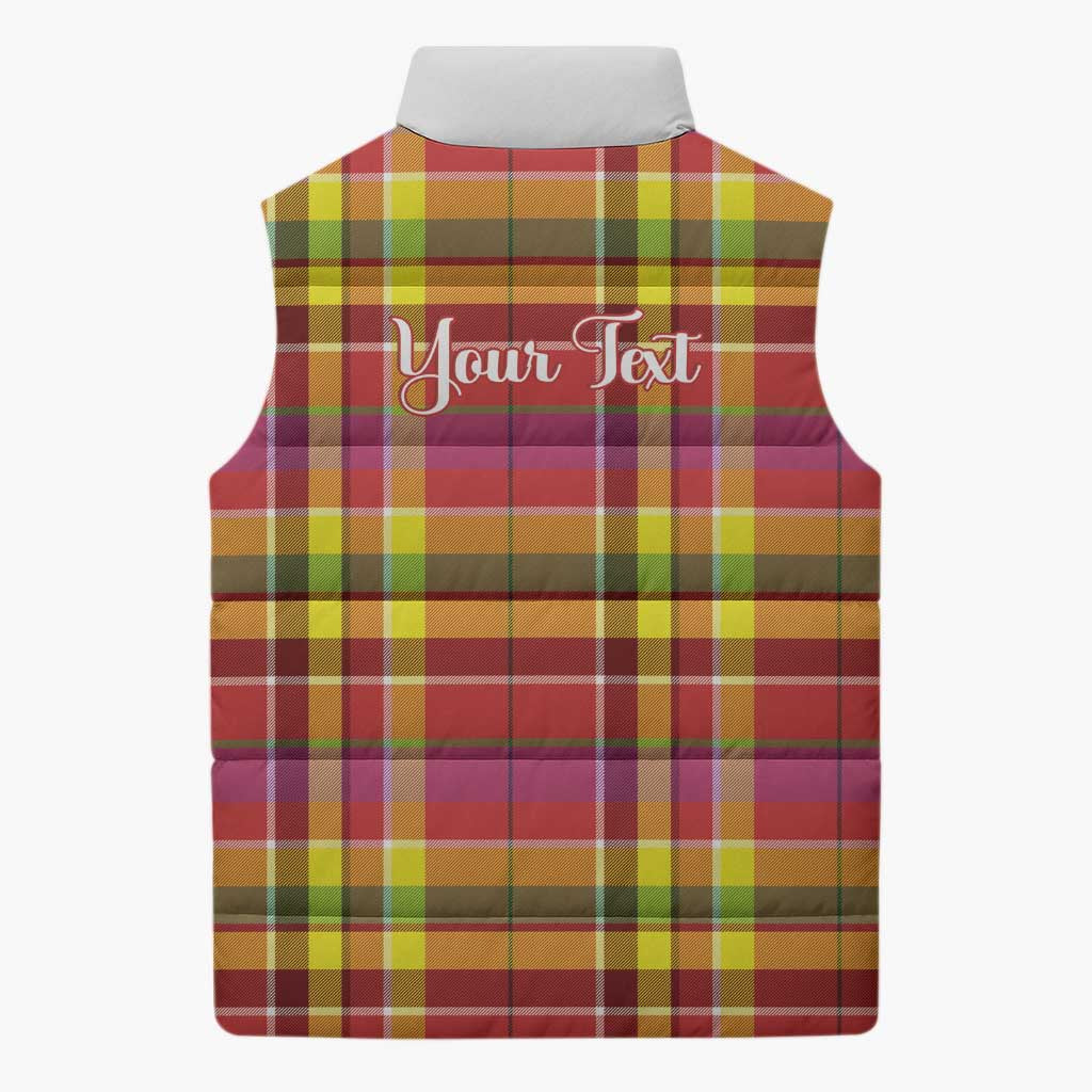 Personalized Dominica Creole Day Sleeveless Puffer Jacket Jounen Kweyol Red Madras Proud - Wonder Print Shop