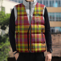 Personalized Dominica Creole Day Sleeveless Puffer Jacket Jounen Kweyol Red Madras Proud - Wonder Print Shop