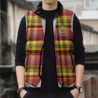 Personalized Dominica Creole Day Sleeveless Puffer Jacket Jounen Kweyol Red Madras Proud - Wonder Print Shop