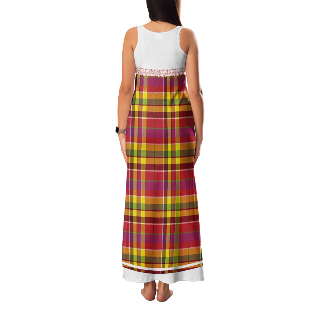 Personalized Dominica Creole Day Tank Maxi Dress Jounen Kweyol Red Madras Proud - Wonder Print Shop