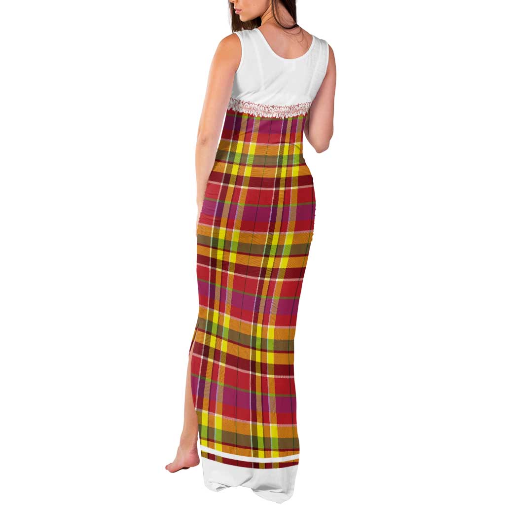 Personalized Dominica Creole Day Tank Maxi Dress Jounen Kweyol Red Madras Proud - Wonder Print Shop