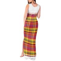 Personalized Dominica Creole Day Tank Maxi Dress Jounen Kweyol Red Madras Proud - Wonder Print Shop