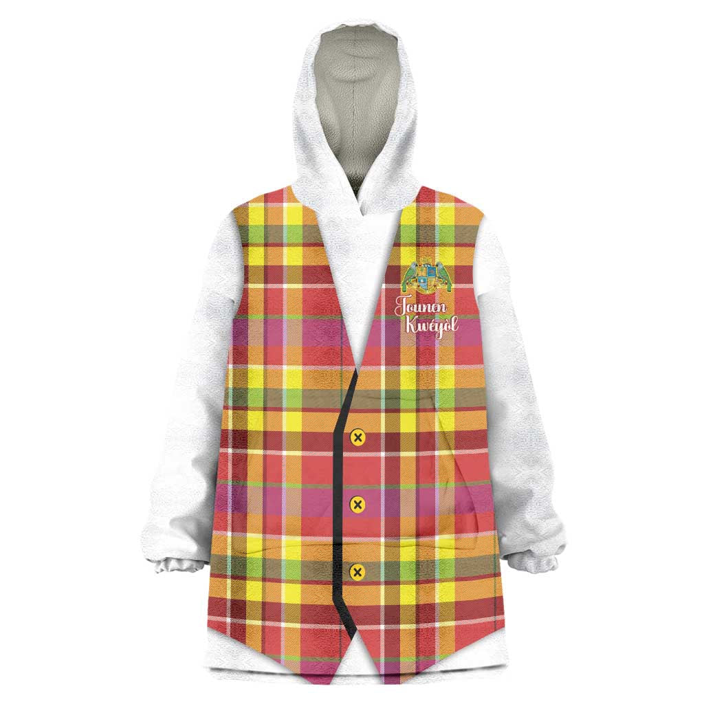 Personalized Dominica Creole Day Wearable Blanket Hoodie Jounen Kweyol Red Madras Proud - Wonder Print Shop