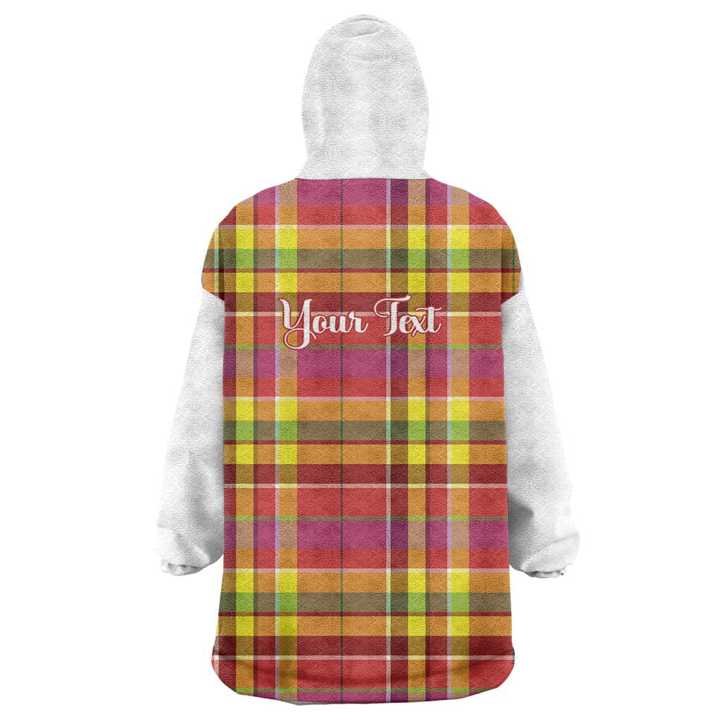Personalized Dominica Creole Day Wearable Blanket Hoodie Jounen Kweyol Red Madras Proud - Wonder Print Shop