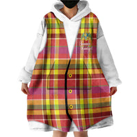 Personalized Dominica Creole Day Wearable Blanket Hoodie Jounen Kweyol Red Madras Proud - Wonder Print Shop