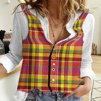 Personalized Dominica Creole Day Women Casual Shirt Jounen Kweyol Red Madras Proud - Wonder Print Shop