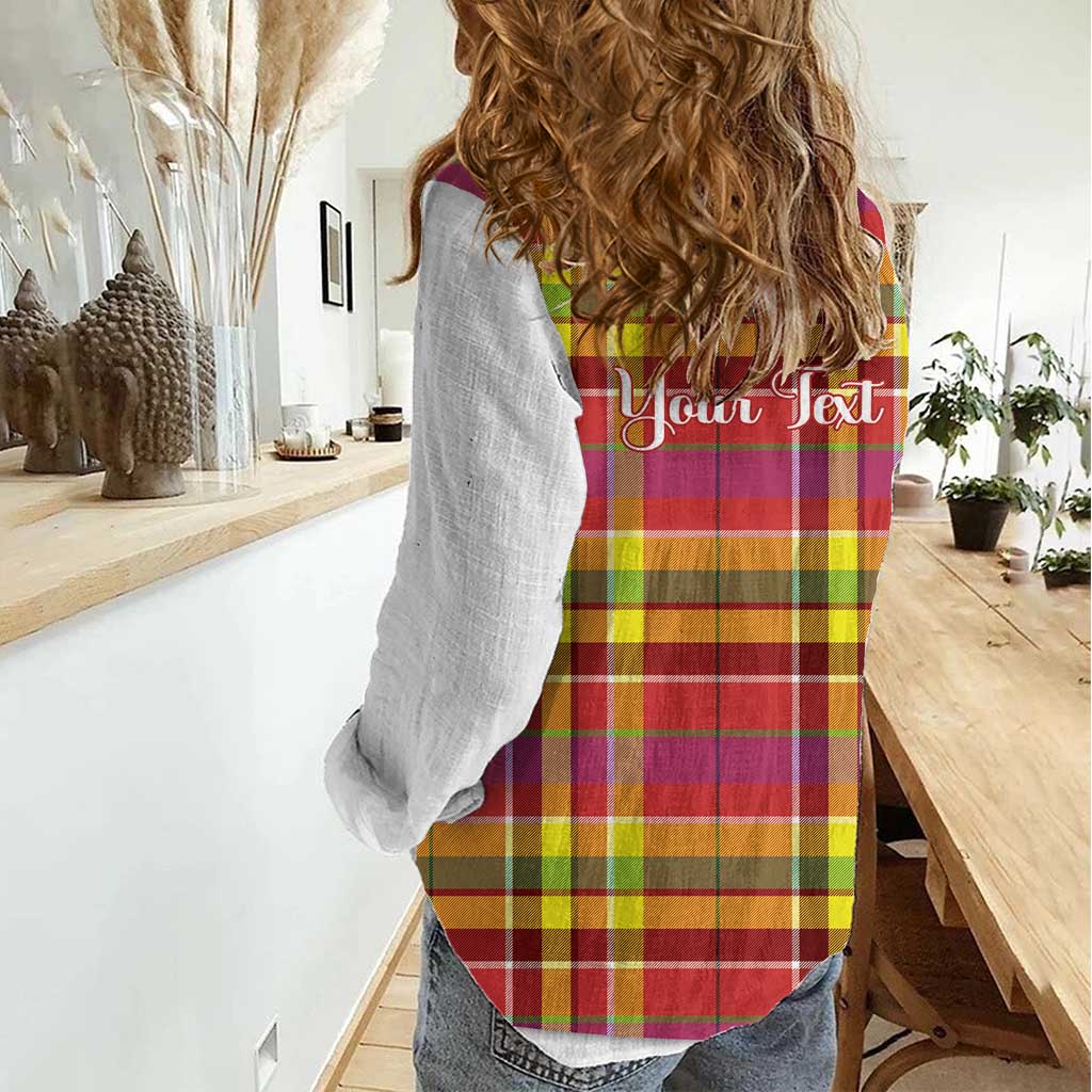 Personalized Dominica Creole Day Women Casual Shirt Jounen Kweyol Red Madras Proud - Wonder Print Shop