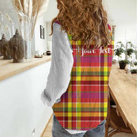 Personalized Dominica Creole Day Women Casual Shirt Jounen Kweyol Red Madras Proud - Wonder Print Shop