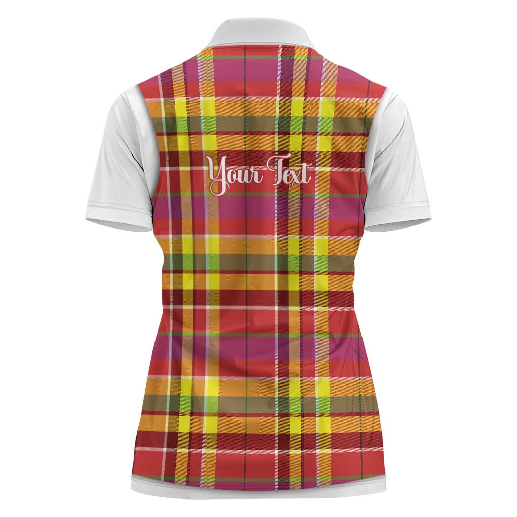 Personalized Dominica Creole Day Women Polo Shirt Jounen Kweyol Red Madras Proud - Wonder Print Shop
