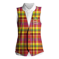 Personalized Dominica Creole Day Women Sleeveless Polo Shirt Jounen Kweyol Red Madras Proud - Wonder Print Shop