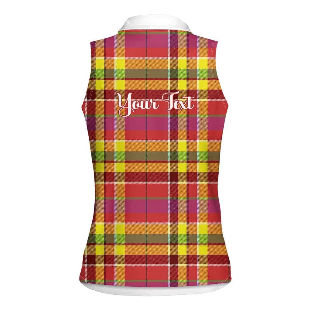 Personalized Dominica Creole Day Women Sleeveless Polo Shirt Jounen Kweyol Red Madras Proud - Wonder Print Shop