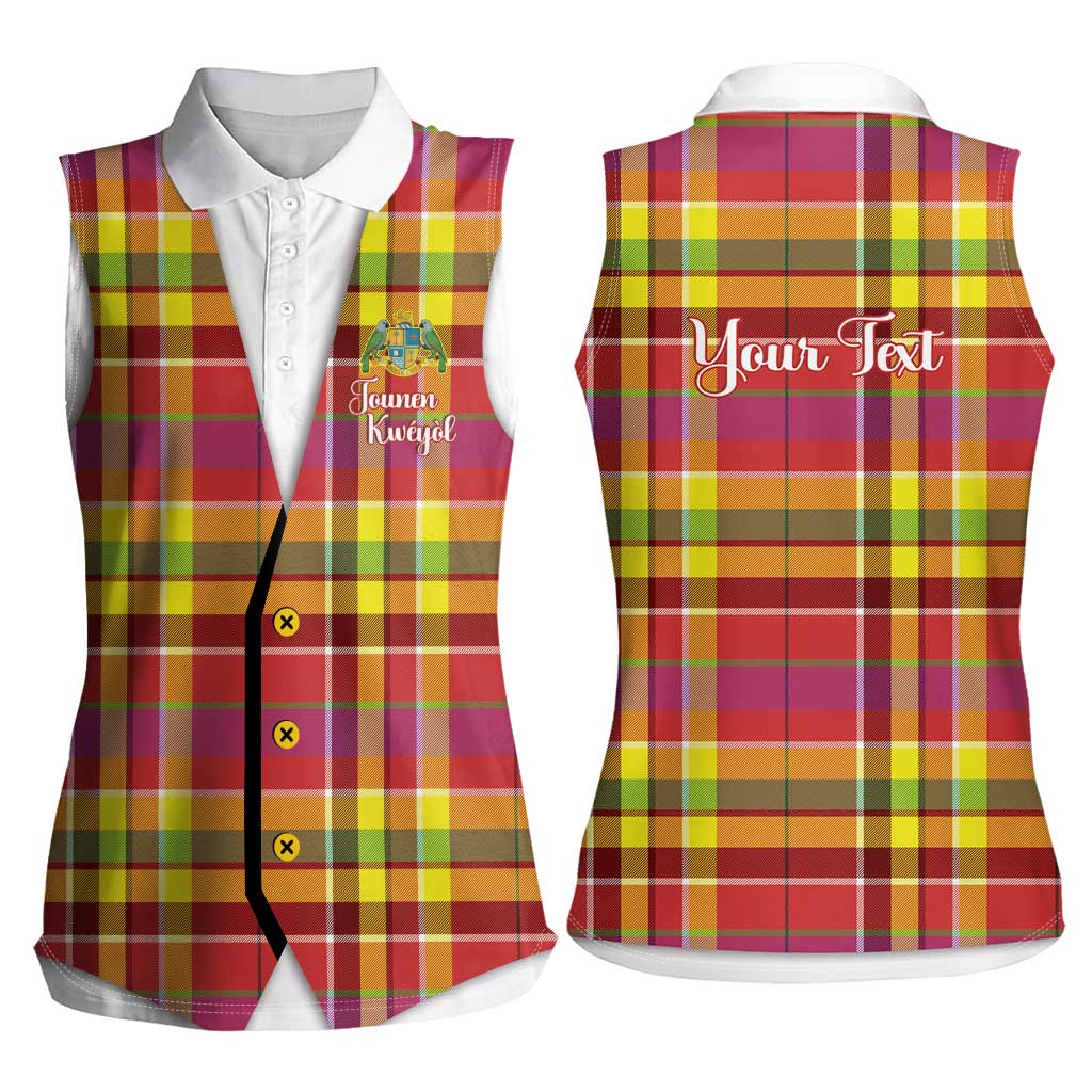 Personalized Dominica Creole Day Women Sleeveless Polo Shirt Jounen Kweyol Red Madras Proud - Wonder Print Shop