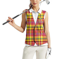 Personalized Dominica Creole Day Women Sleeveless Polo Shirt Jounen Kweyol Red Madras Proud - Wonder Print Shop