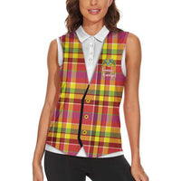 Personalized Dominica Creole Day Women Sleeveless Polo Shirt Jounen Kweyol Red Madras Proud - Wonder Print Shop
