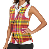 Personalized Dominica Creole Day Women Sleeveless Polo Shirt Jounen Kweyol Red Madras Proud - Wonder Print Shop