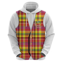 Personalized Dominica Creole Day Zip Hoodie Jounen Kweyol Red Madras Proud - Wonder Print Shop