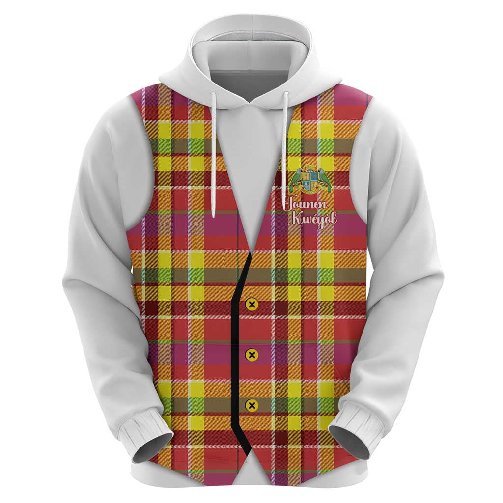 Personalized Dominica Creole Day Zip Hoodie Jounen Kweyol Red Madras Proud - Wonder Print Shop
