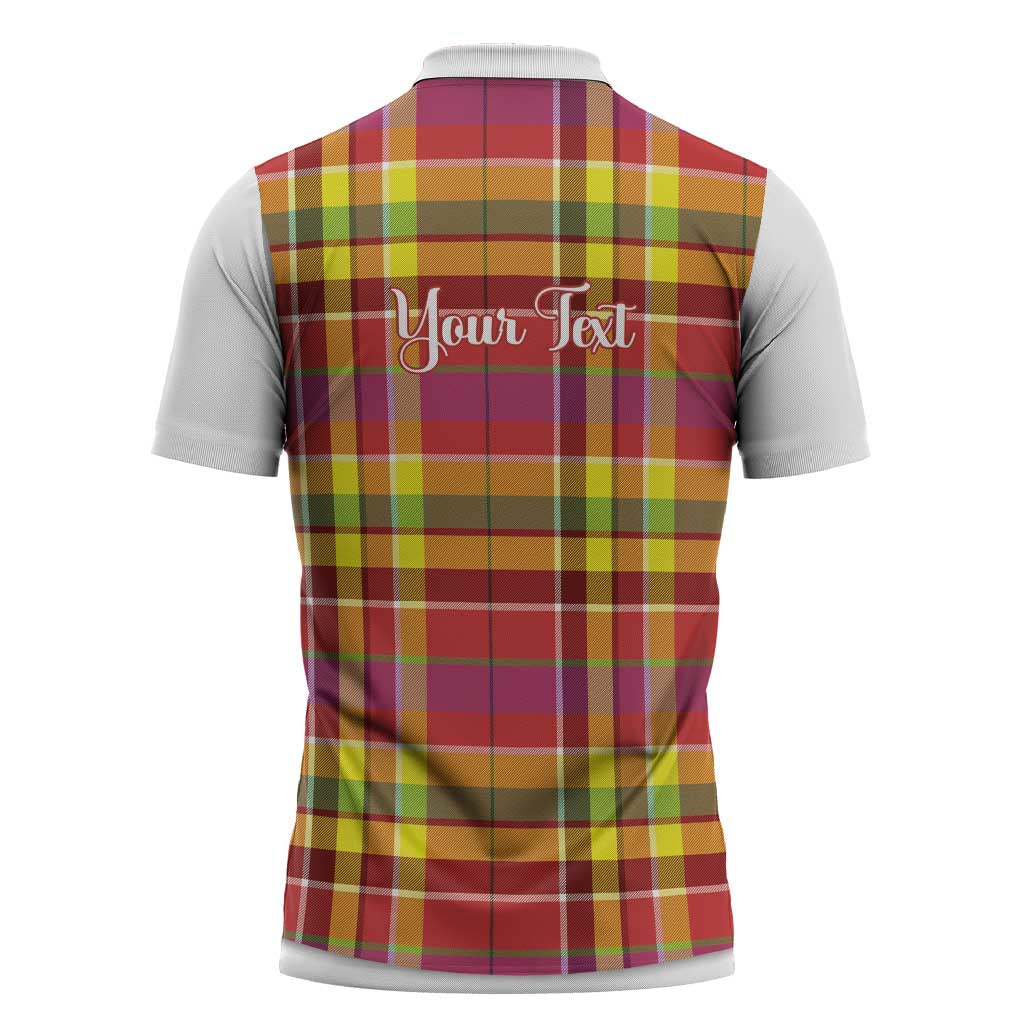 Personalized Dominica Creole Day Zipper Polo Shirt Jounen Kweyol Red Madras Proud - Wonder Print Shop