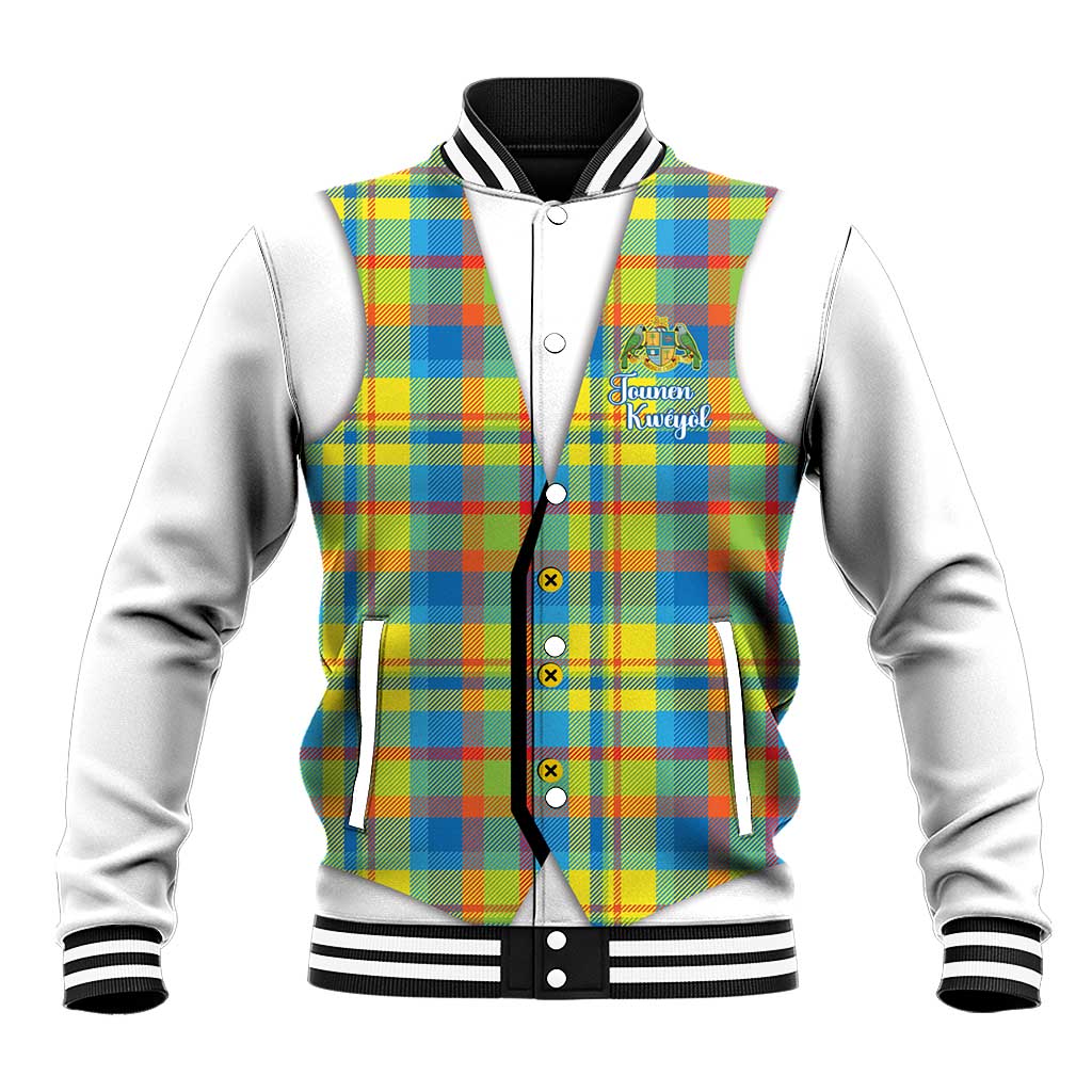 Personalized Dominica Creole Day Baseball Jacket Jounen Kweyol Blue Madras Proud - Wonder Print Shop