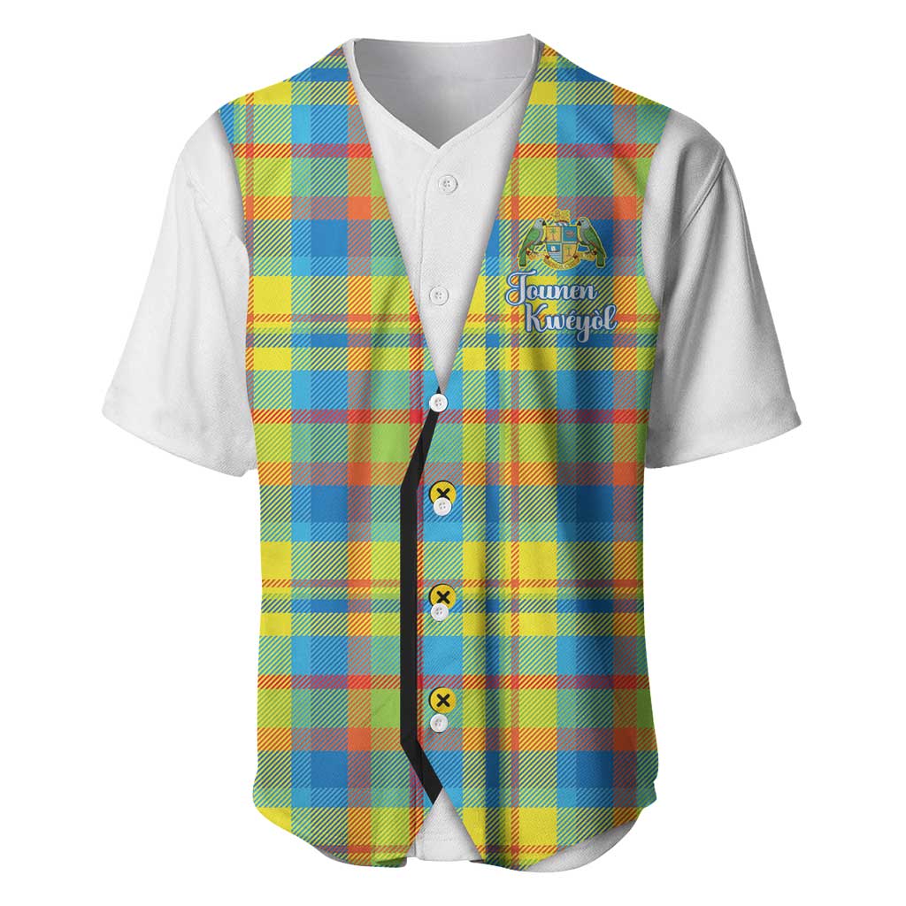 Personalized Dominica Creole Day Baseball Jersey Jounen Kweyol Blue Madras Proud - Wonder Print Shop